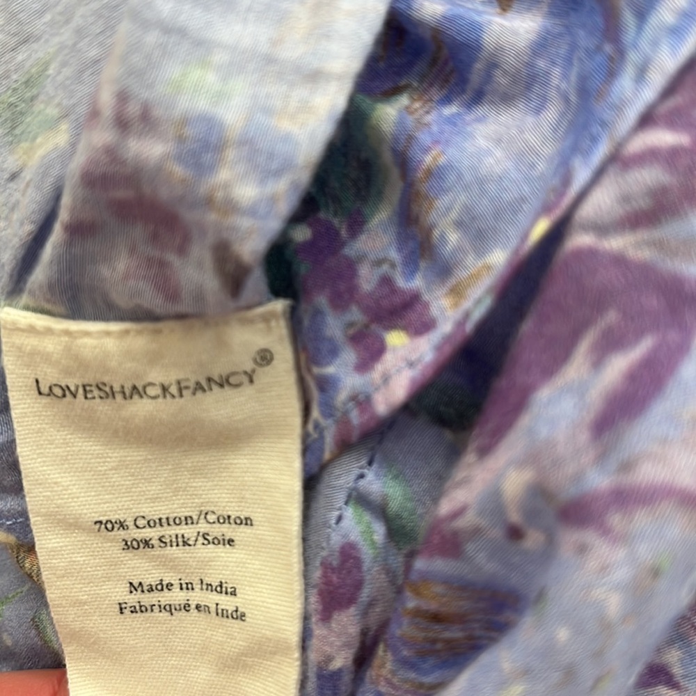 LoveShackFancy Lavender Floral Off-Shoulder Crop Top - Picture 5 of 5